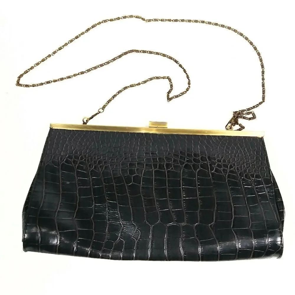Jessica McClintock Vegan Crocodile Skin Leather Clutch